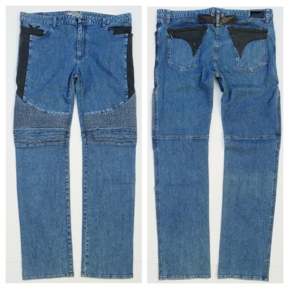 NEW ROBIN'S JEAN Slim Straight Biker Jeans SZ 42 - Picture 1 of 8